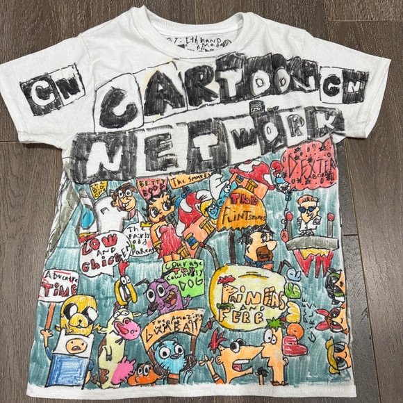 New🫟🖌️🎨 Hand Made Cartoon Network Unisex  T-shirt - Picture 1 of 3